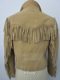 L Wilson Suede Fringe Jacket Vintage 80s 90s Rocker Western Cowgirl Country Leat