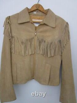 L Wilson Suede Fringe Jacket Vintage 80s 90s Rocker Western Cowgirl Country Leat