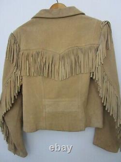 L Wilson Suede Fringe Jacket Vintage 80s 90s Rocker Western Cowgirl Country Leat