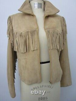 L Wilson Suede Fringe Jacket Vintage 80s 90s Rocker Western Cowgirl Country Leat