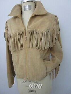 L Wilson Suede Fringe Jacket Vintage 80s 90s Rocker Western Cowgirl Country Leat