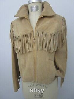 L Wilson Suede Fringe Jacket Vintage 80s 90s Rocker Western Cowgirl Country Leat