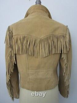 L Wilson Suede Fringe Jacket Vintage 80s 90s Rocker Western Cowgirl Country Leat