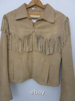 L Wilson Suede Fringe Jacket Vintage 80s 90s Rocker Western Cowgirl Country Leat