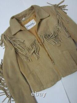 L Wilson Suede Fringe Jacket Vintage 80s 90s Rocker Western Cowgirl Country Leat