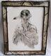 LARGE 23 NUDE INDIAN GIRL DRAWING PRINT+BIRCH BARK PICTURE FRAME Cowboy Western