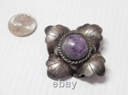 LARGE ANTIQUE 1915-1930 era MEXICAN STERLING SILVER AMETHYST PIN MUSEUM GRADE