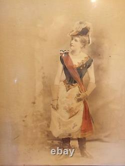 LARGE ANTIQUE WILD WEST SHOW WOMAN PERFORMER ALBUMEN PHOTOGRAPH, 14x17