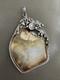 LARGE Antique Native American Navajo Sterling Silver AGATE Pendant HEAVY