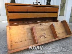 LARGE Antique Primitive wood carpenters tool box DRAWERS Ohio AMISH COUNTRY