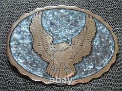 LARGE PRISONER MADE SOARING EAGLE BIKER BELT BUCKLE! VINTAGE! HANDMADE! 1980s US