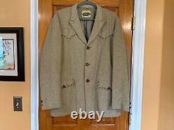 LASSO WESTERN WEAR Men's Vintage Cream Wool Tailored Coat Jacket