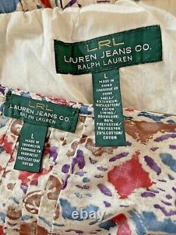 LAUREN RALPH LAUREN Vintage Cotton Skirt Top Size L Prairie Cottage Western 2PC