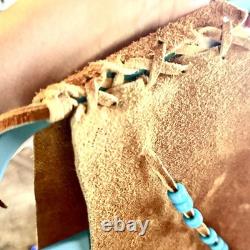 LEATHER FRINGE VEST WITH BEADS, SUEDE, 1960's HIPPY BOHO, WESTERN, VINTAGE, EUC