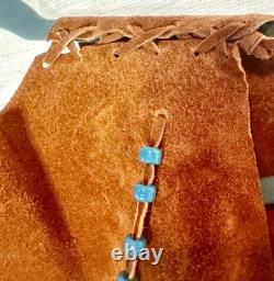 LEATHER FRINGE VEST WITH BEADS, SUEDE, 1960's HIPPY BOHO, WESTERN, VINTAGE, EUC