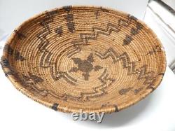 LRG 19c WESTERN APACHE 13+ DEEP BOWL FORM BASKET LIGHTNING + PICTORIAL DSGN