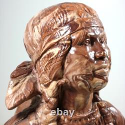 Large 11 Comanche Pottery Texas Swirl Clay Statue Basket Weaving Squaw Papoose