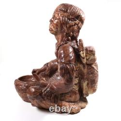 Large 11 Comanche Pottery Texas Swirl Clay Statue Basket Weaving Squaw Papoose