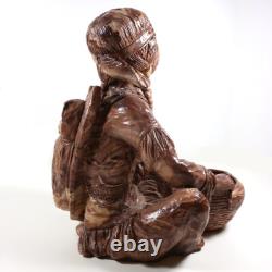 Large 11 Comanche Pottery Texas Swirl Clay Statue Basket Weaving Squaw Papoose