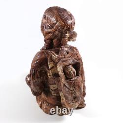 Large 11 Comanche Pottery Texas Swirl Clay Statue Basket Weaving Squaw Papoose