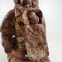Large 11 Comanche Pottery Texas Swirl Clay Statue Basket Weaving Squaw Papoose