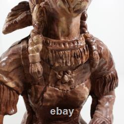 Large 11 Comanche Pottery Texas Swirl Clay Statue Basket Weaving Squaw Papoose