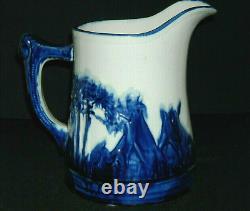 Large #4 Half Gallon Blue Rimmed Old Sleepy Eye Pitcher Western Stoneware Co ILL