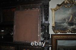 Large Antique Academic Cowboy Painting Classic American