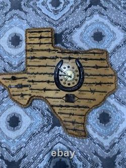 Large Antique Barbed Wire Display GUNTER TEXAS Authentic Barbwire Clock