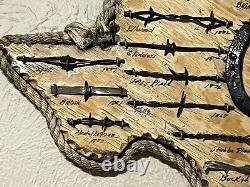 Large Antique Barbed Wire Display GUNTER TEXAS Authentic Barbwire PLEASE READ