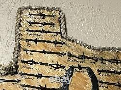 Large Antique Barbed Wire Display GUNTER TEXAS Authentic Barbwire PLEASE READ