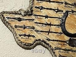 Large Antique Barbed Wire Display GUNTER TEXAS Authentic Barbwire PLEASE READ