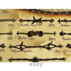 Large Antique Barbed Wire Display TEXAS 31 cuts of Authentic Barbwire