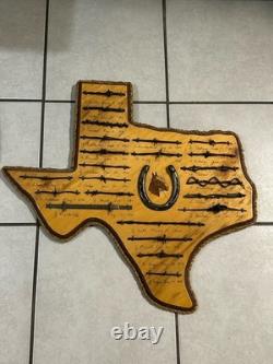 Large Antique Barbed Wire Horseshoe Display Authentic Barbwire Collection Texas