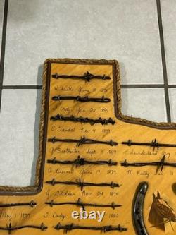 Large Antique Barbed Wire Horseshoe Display Authentic Barbwire Collection Texas