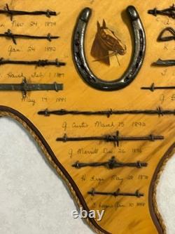 Large Antique Barbed Wire Horseshoe Display Authentic Barbwire Collection Texas