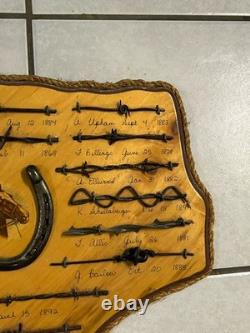 Large Antique Barbed Wire Horseshoe Display Authentic Barbwire Collection Texas