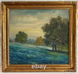 Large Antique Blue bonnets Landscape Painting Julian Onderdonk Style