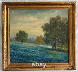 Large Antique Blue bonnets Landscape Painting Julian Onderdonk Style