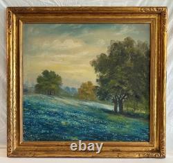 Large Antique Blue bonnets Landscape Painting Julian Onderdonk Style