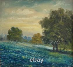 Large Antique Blue bonnets Landscape Painting Julian Onderdonk Style