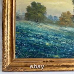 Large Antique Blue bonnets Landscape Painting Julian Onderdonk Style