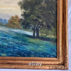 Large Antique Blue bonnets Landscape Painting Julian Onderdonk Style