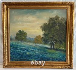Large Antique Blue bonnets Landscape Painting Julian Onderdonk Style