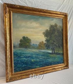 Large Antique Blue bonnets Landscape Painting Julian Onderdonk Style