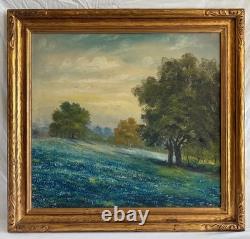 Large Antique Blue bonnets Landscape Painting Julian Onderdonk Style