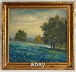 Large Antique Blue bonnets Landscape Painting Julian Onderdonk Style