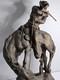Large Antique Bronze/Metal Sculpture American Cowboy Rifle Riding Horse 1978