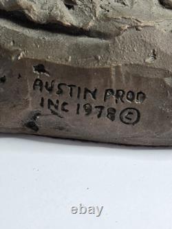 Large Antique Bronze/Metal Sculpture American Cowboy Rifle Riding Horse 1978