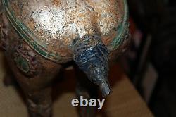 Large Antique Cast Iron Horse Statue Aged Patina Western Decor 33LBS